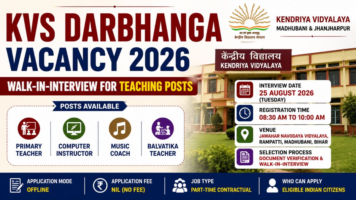 KVS Darbhanga Vacancy 2026