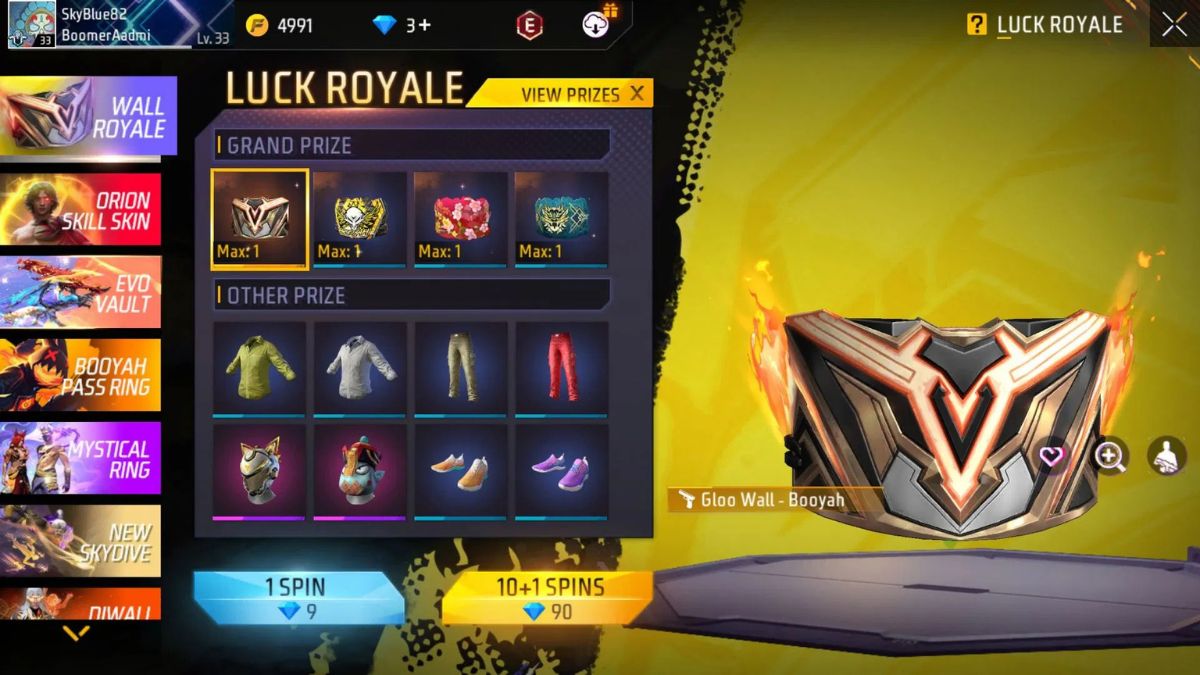 Free Fire Wall Royale 5 September