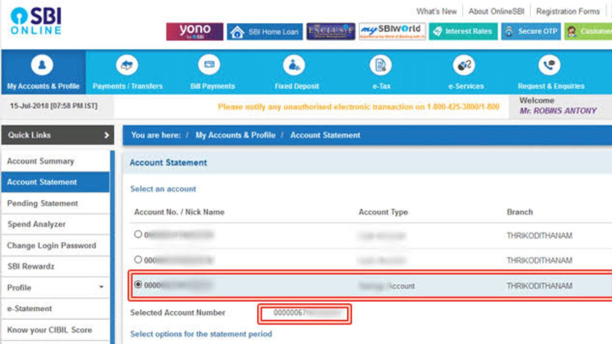SBI Account Statement
