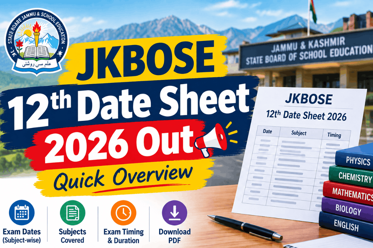 JKBOSE 12th Date Sheet 2026 Out