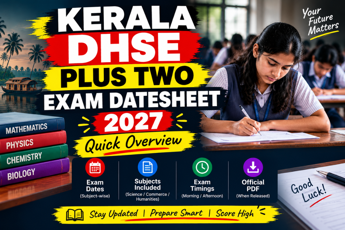 Kerala DHSE Plus Two Exam Datesheet 2027: Quick Overview