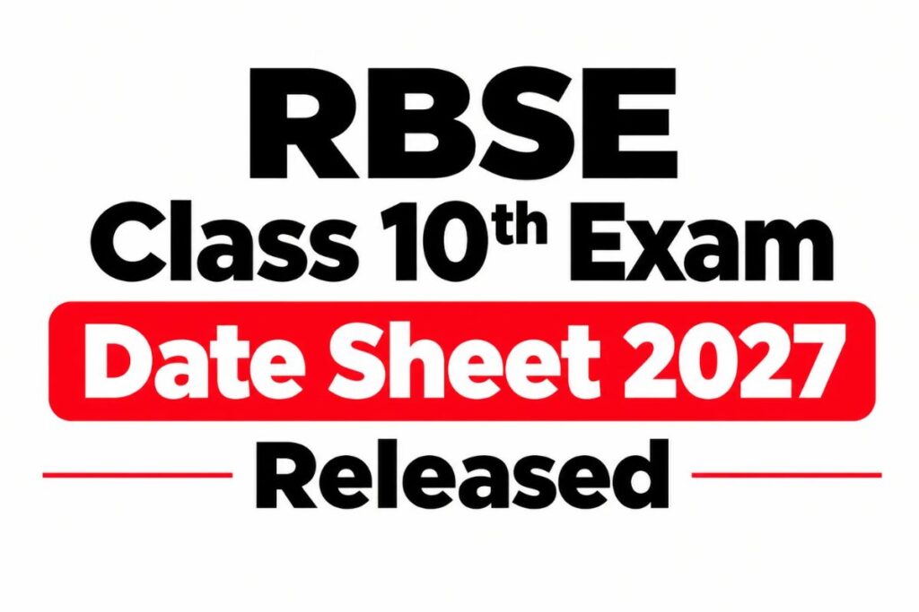 RBSE Class 10 Date Sheet 2027